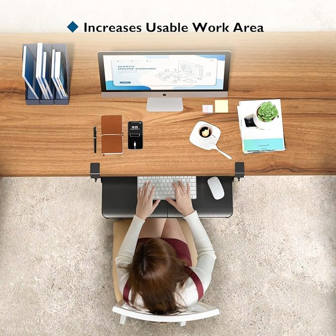 BONTEC Keyboard Tray Under Desk, Pull Out Keyboard & Mouse Tray - Image 9