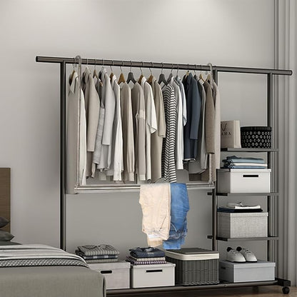 Closet Hanging Rod, Adjustable Width and Height Chrome | Space-Saving Clothes - Image 7