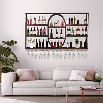 Large Wall Mount Wine Rack, Metal 4 Tier Large Capacity Hanging Bar Rack - Image 8