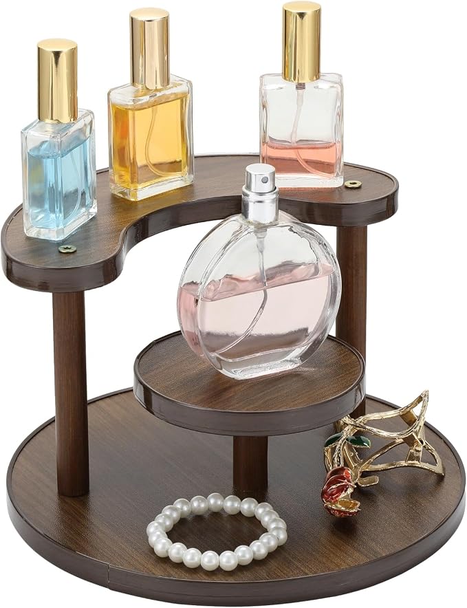 3 Tier Perfume Organizer Stand, Wooden Makeup Organizer Shelf by Joyoolife