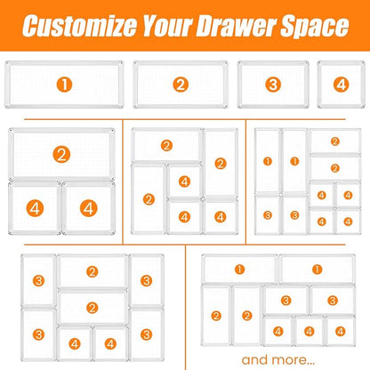 18 Pcs Large Size Clear Drawer Organizer Set, Acrylic Non Slip Non Cracking - Image 8