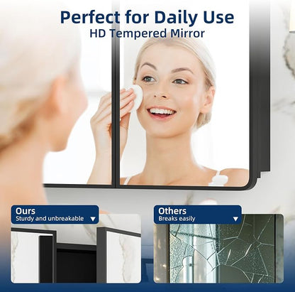 Bathroom Medicine Cabinet with Mirror 24 x 30 Inch, Mirrored Cabinets with - Image 5
