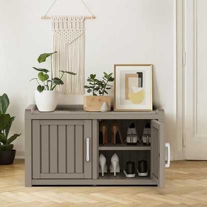 ROJIK Shoe Cabinet Storage Bench Indoor Outdoor, Waterproof UV-Resistant Resin - Image 2