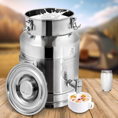 Milk Can Barrel Stainless Steel Beverage Drink Dispenser Large Capacity Storage - Image 4