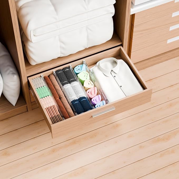 Yieach 4 Pack 3.2 Inch Shallow Acrylic Drawer Dividers - Image 2