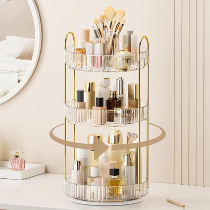360° Rotating Makeup Organizer, Upgraded 3 Tier Skincare Perfume Organizers by Homelifeassistant