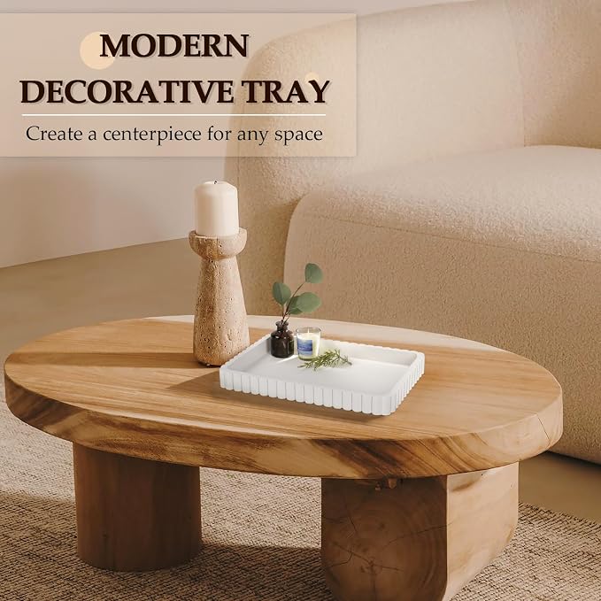 Concrete Decorative Tray for Coffee Table Decor, Rectangular Modern Decorative - Image 5