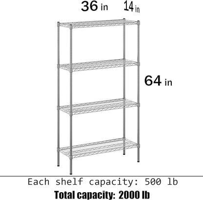14" Deep x 36" Wide x 64" Height Wire Shelving Kit | 4-Tier | NSF Commercial - Image 3