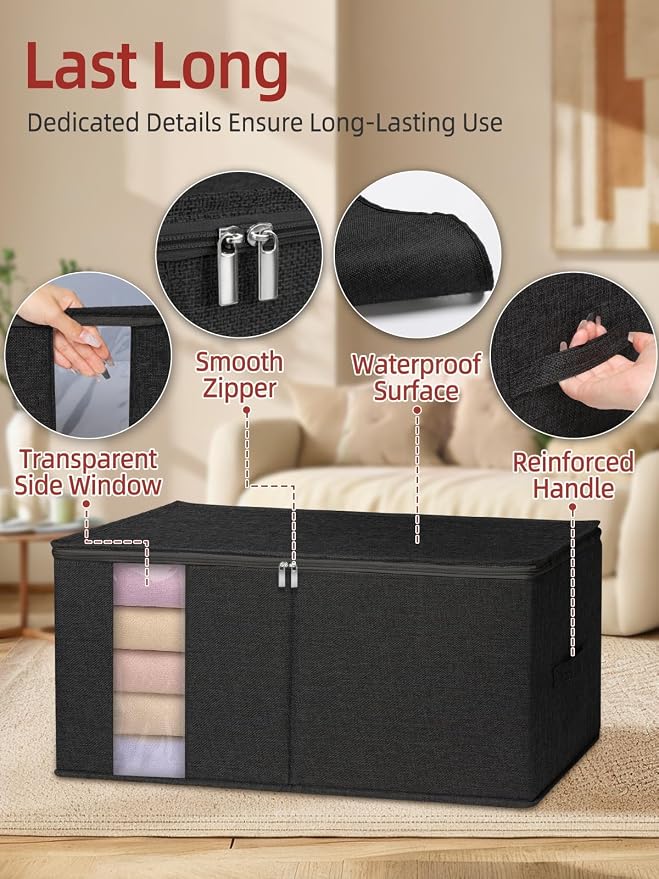 90L King Size Comforter Storage Bag w/Rigid Panels, Large Blanket Organizer - Image 7