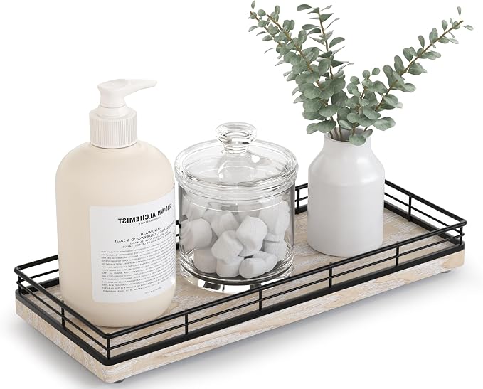 Bathroom Tray for Counter Top Organizer – Ash Wood Vanity Tray by Focusonit