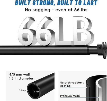 Stepless Adjustable Closet Rod, 66 lb Capacity, Fits 17-84 Inch Spaces - Image 3