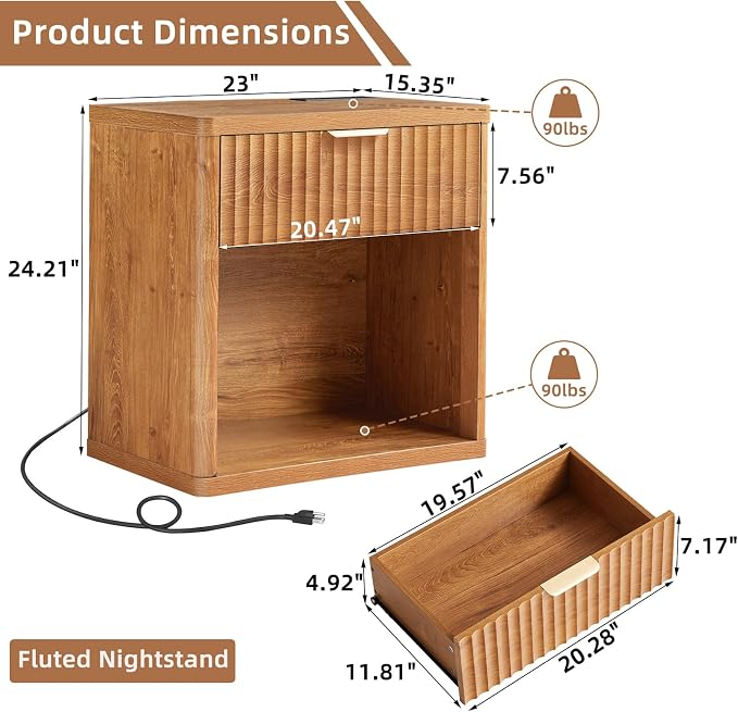LEYAOYAO Fluted Nightstand - Image 2