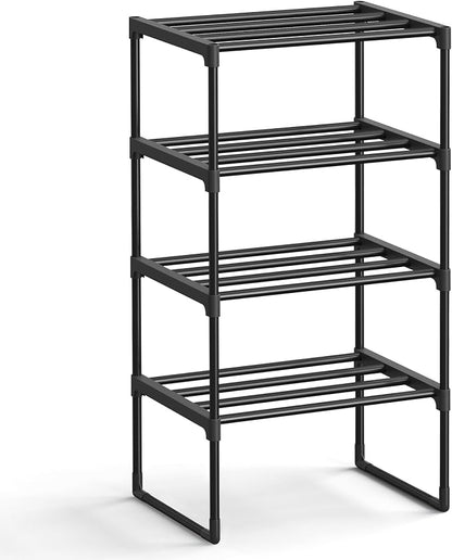 SONGMICS Shoe Rack, 4-Tier Shoe Organizer, Metal Storage Shelf, Upright or by Unknown