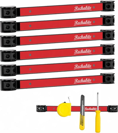 6 Pieces 12" Magnetic Tool Holder Strip, Metal Tool Organizer Rack by RechabiteMagneticTools