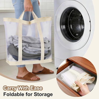 uxcell Collapsible Laundry Basket, Mesh Hamper - Image 4