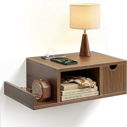 Afuly Walnut Floating Nightstand by Afuly