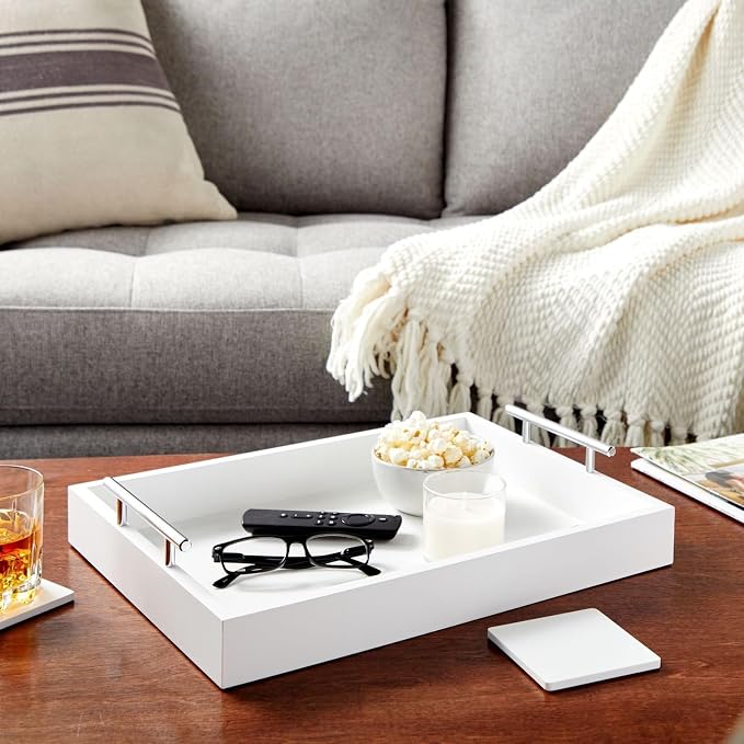 Juvale Ottoman Tray with Coasters & Interchangeable Gold & Silver Handles - Image 2
