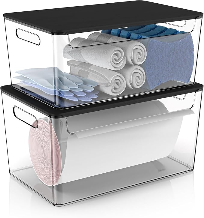 2 Pack Trash Bag Holder Under Sink Stackable, Plastic Garbage Bag Dispenser by COAZEX