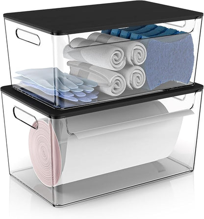 2 Pack Trash Bag Holder Under Sink Stackable, Plastic Garbage Bag Dispenser by COAZEX