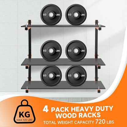 4 Pack Lumber Rack Wall Mount, Heavy Duty Wood Storage Racks, 6-Level System - Image 7