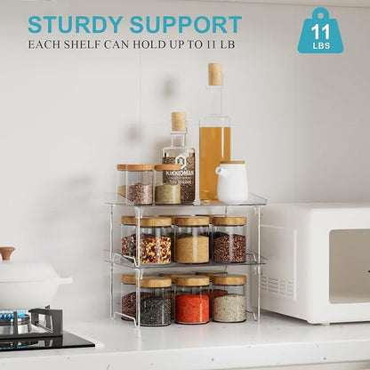STARLATTA 2 Pcs Cabinet Organizer Shelf, Stackable Kitchen Counter Shelves - Image 5