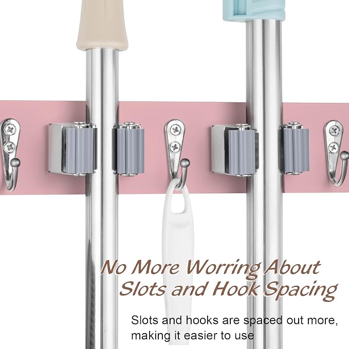 Pink Mop Broom Holder Wall Mount - Image 5