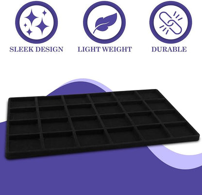 Novel Box 5 Pack 24-Slot Black Liner Jewelry Storage Tray Inserts 14.75x8.25x1 - Image 4