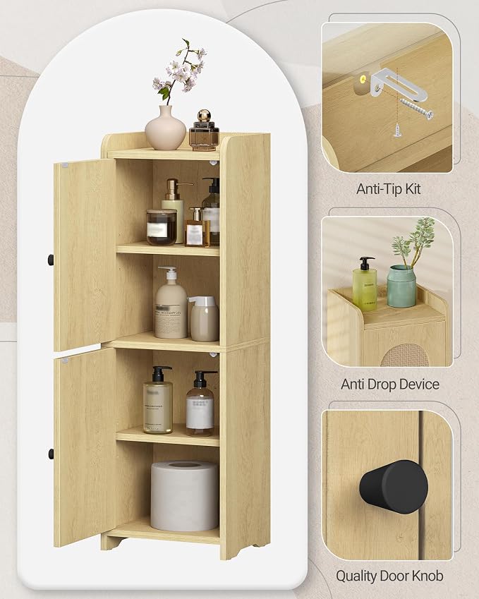 Hzuaneri Bathroom Storage Cabinet, Small Corner Floor Cabinet - Image 6