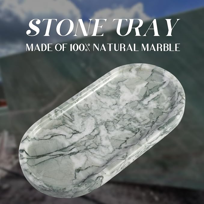 Koville Marble Bathroom Tray for Countertop, Vanity Tray Stone Trays for Decor - Image 2