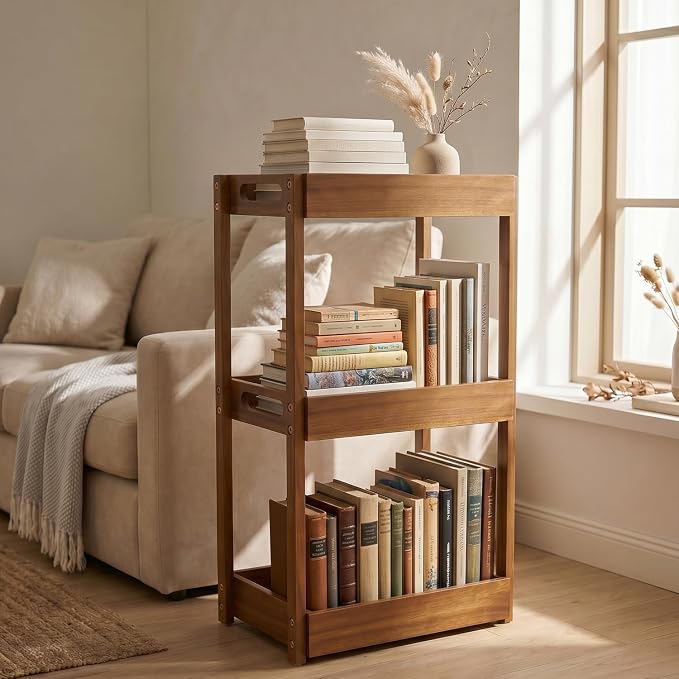 3-Tier Corner Standing Acacia Wood Shower Caddy Organizer | Freestanding corner - Image 2
