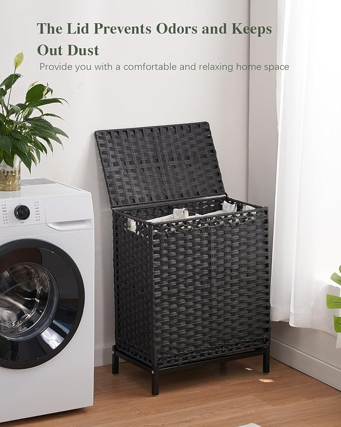 SETVSON Laundry Hamper with Lid, 112 L Handwoven Rattan Wicker Laundry Basket - Image 7