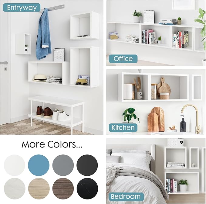 Wall Mount Shelf Set of 4, Floating Cube Shelves - Image 6