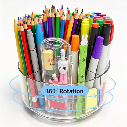 JIKIOU Acrylic Pen Holder, 360-Degree Rotating Pen Holder - Image 2
