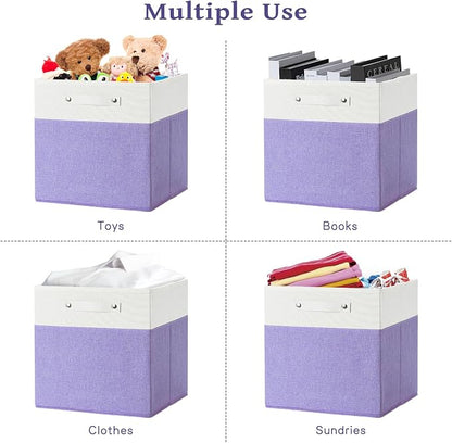 FinishingBo 13x13x13 Storage Cube Bins 4 Pack, Cube Shelf Baskets | Foldable - Image 5