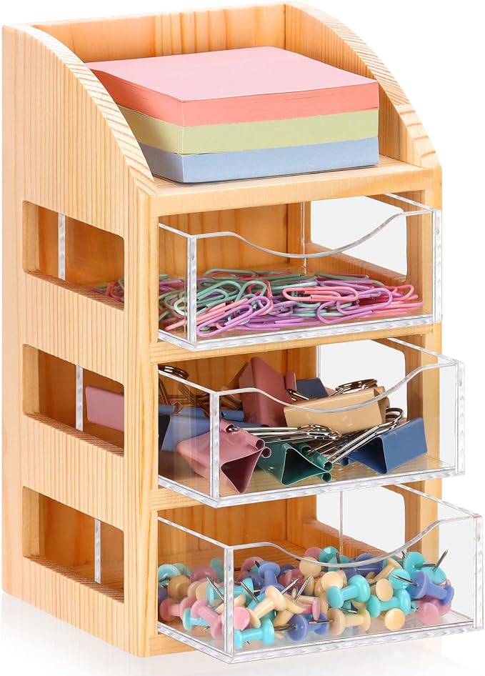 3 Drawer Desktop Accessory Storage Acrylic Sticky Note Holder by Unknown