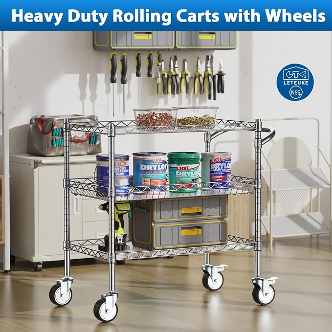 Leteuke 3 Tier Rolling Carts - Image 2