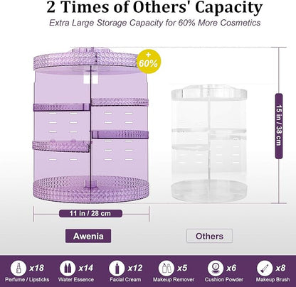 Awenia Makeup Organizer 360-Degree Rotating Plus Size, Adjustable Makeup Storage - Image 2