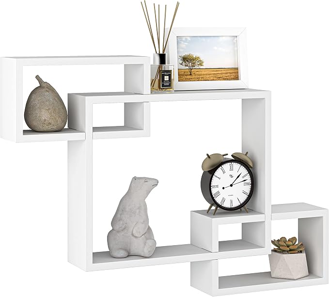 Ballucci Wooden Interweave Floating Wall Mounted Shelves, Horizontal and - Image 9