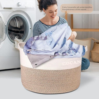 Extra Large Laundry Basket toy storage 22"X22"X14" blanket basket Cotton Rope - Image 4