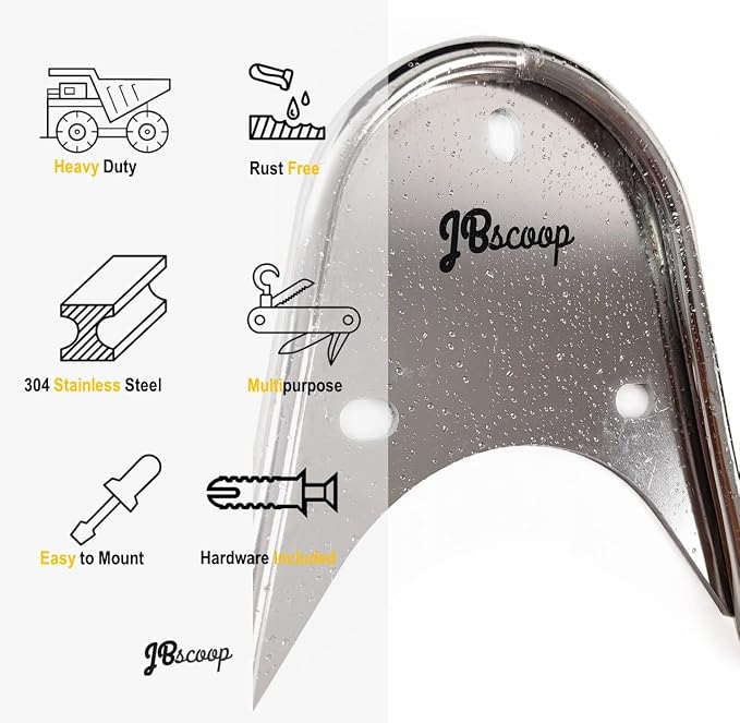 JBscoop Garden Hose Holder Stainless Steel Small Wall Mount Garden Hose Hook - Image 5