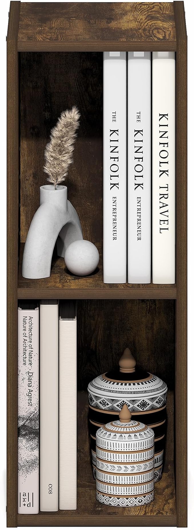 Furinno Fulda Book Shelf, 2-Tier Narrow Bookshelf, Bookcase - Image 5