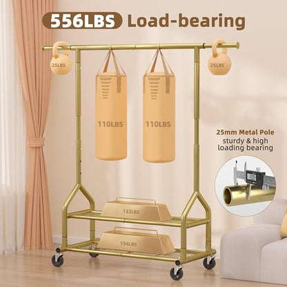 EAGMAK Heavy Duty Clothes Rack Load 556 LBS, Rolling Clothing Rack - Image 2