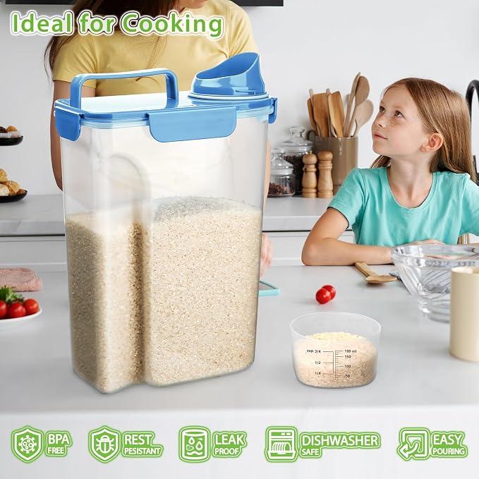 Rice Storage Container, 5 to 10lb Dry Food Airtight Dispenser, Pet Dog Cat Food - Image 5