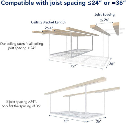 FLEXIMOUNTS 2 Pack 3x6 Overhead Garage Storage Adjustable Ceiling Rack 72" - Image 6