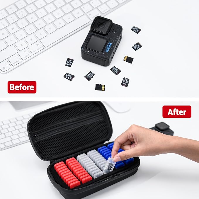 EVA PU Micro SD Card Case with 60 Individual Plastic TF Card Holders - Image 8