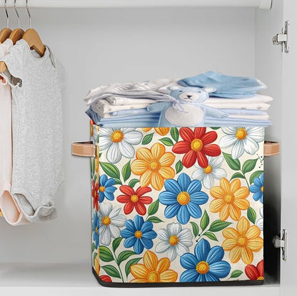TropicalLife 13x13x13 Inch Large Fabric Storage Cube Boho Flower Foldable - Image 2