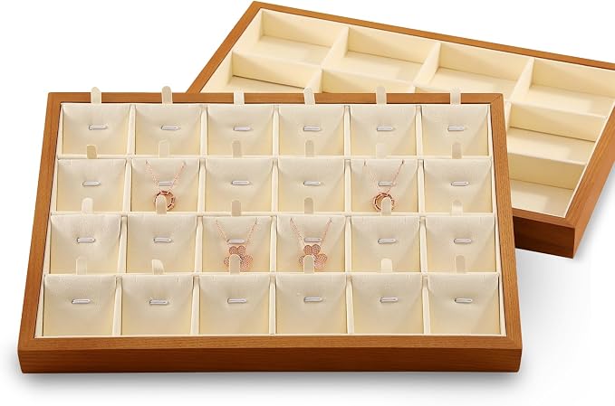 Necklace Organizer, Wood Jewelry Necklace Tray, Premium Earring Storage - Image 4