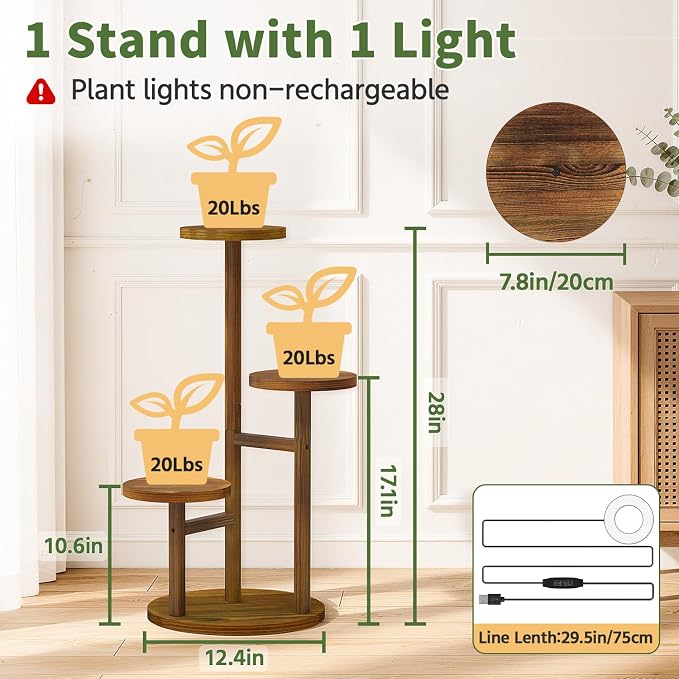 LASZOLA 3 Tiered Wood Plant Stand Indoor Corner - Image 8