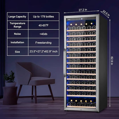 24 Inch Wine Cooler Refrigerator, 179 Bottles Professional Wine Cellars - Image 7