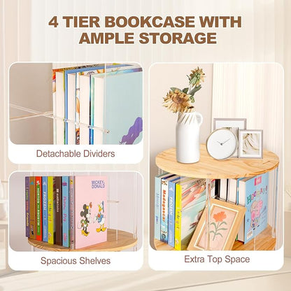 TAKEKIT 360° Rotating Bookshelf, 5-Tier Spinning Book Shelf Tower - Image 4